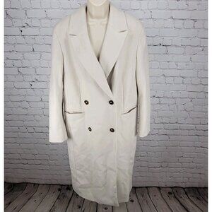 ASOS Design Beige Classic Double Breasted Buttoned Lined Long Pea Coat Size 8